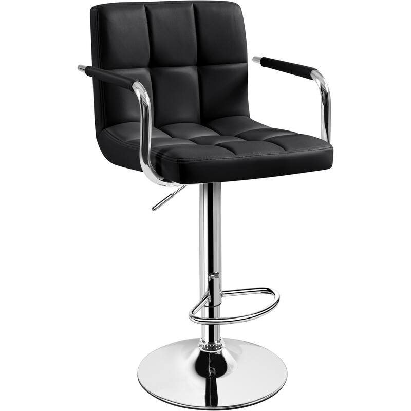 Yaheetech PU Leather Swivel Adjustable Bar Stool with Backrest for Dining Room Bar Counter