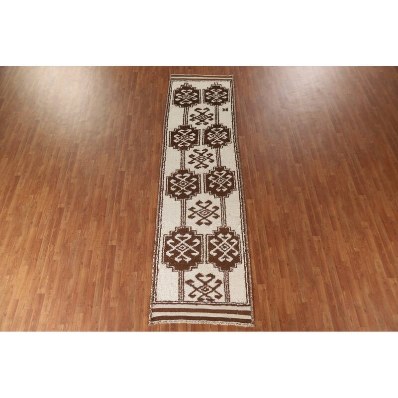 Anatolian Natural Dye Turkish Runner Rug Hand-knotted Wool Carpet - 3'3"x 12'0"