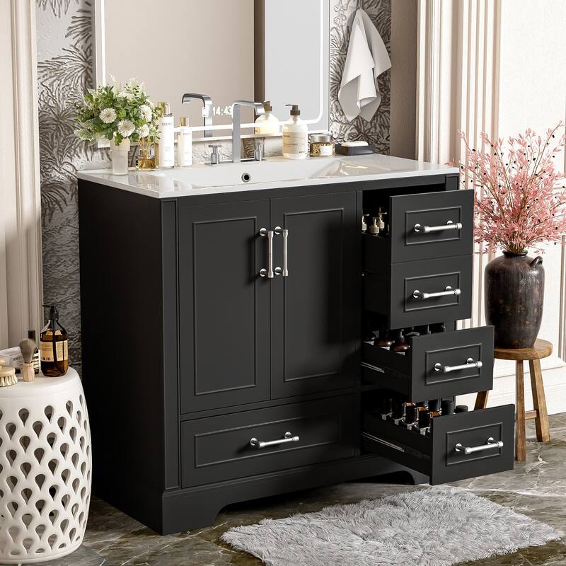 36" Traditional Bathroom Vanity with Ceramics Sink