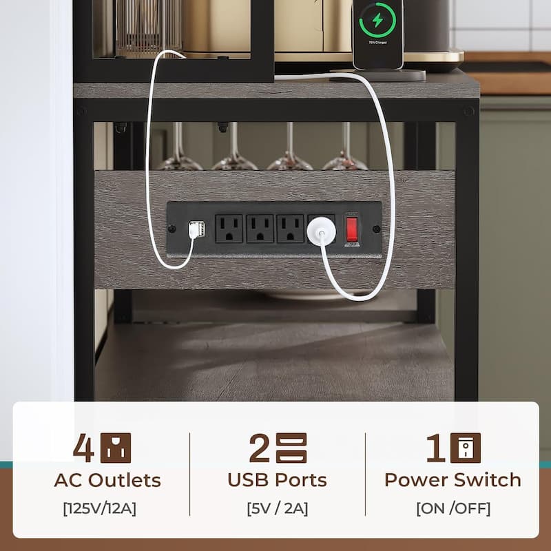 Bakers Rack for Kitchen with Storage Coffee Bar Cabinet