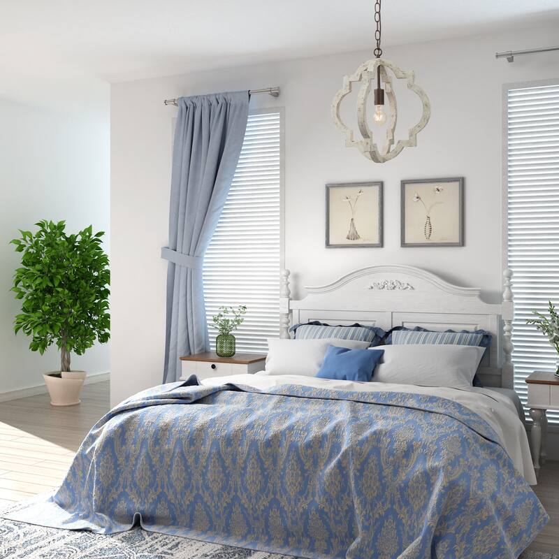 Farmhouse Rustic Wood 1-Light Lantern Chandelier Coastal Shabby Chic Style - D16"xH17.5"