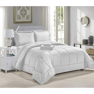 Home Essentials by Décor&More 8 Piece Embossed Stripe Bed in a Bag