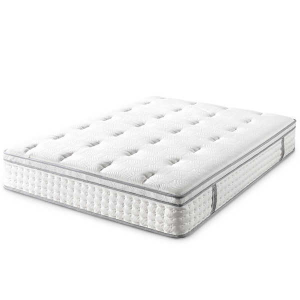 Priage by zinus 12 inch euro top pocket spring hybrid mattress discount