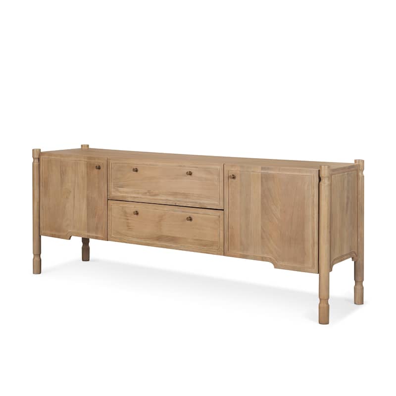 Grier Light Brown Solid Wood With Cane Accents Media Console - Black