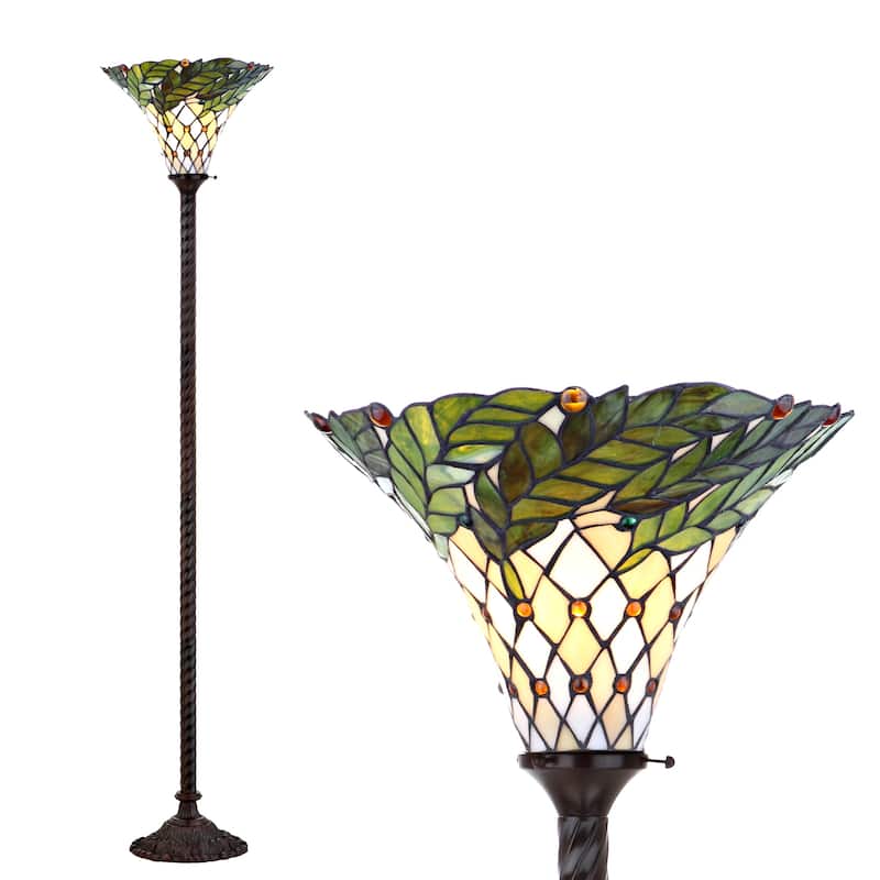 Moore Tiffany-Style 71" Torchiere LED Floor Lamp, Bronze by JONATHAN Y