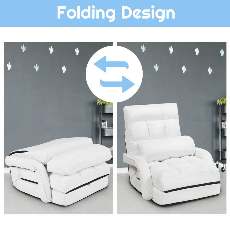 Folding Floor Massage Chair with Adjustable Backrest and Armrests