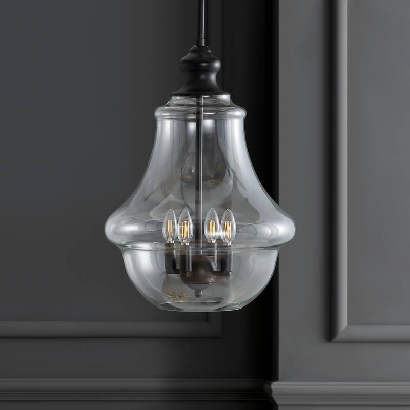 Catalina Adjustable Metal/Glass LED Pendant, Oil Rubbed Bronze by JONATHAN Y