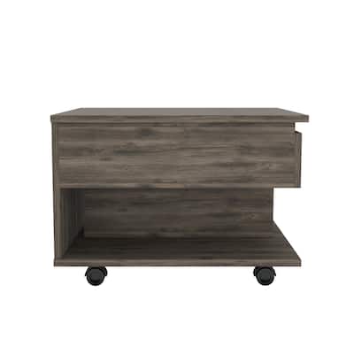 22" Compact Modern Coffee Table with Storage Drawer and Locking Wheels for Living Room or Bedroom - 21.6”L x 19.6”W x 15.3”H