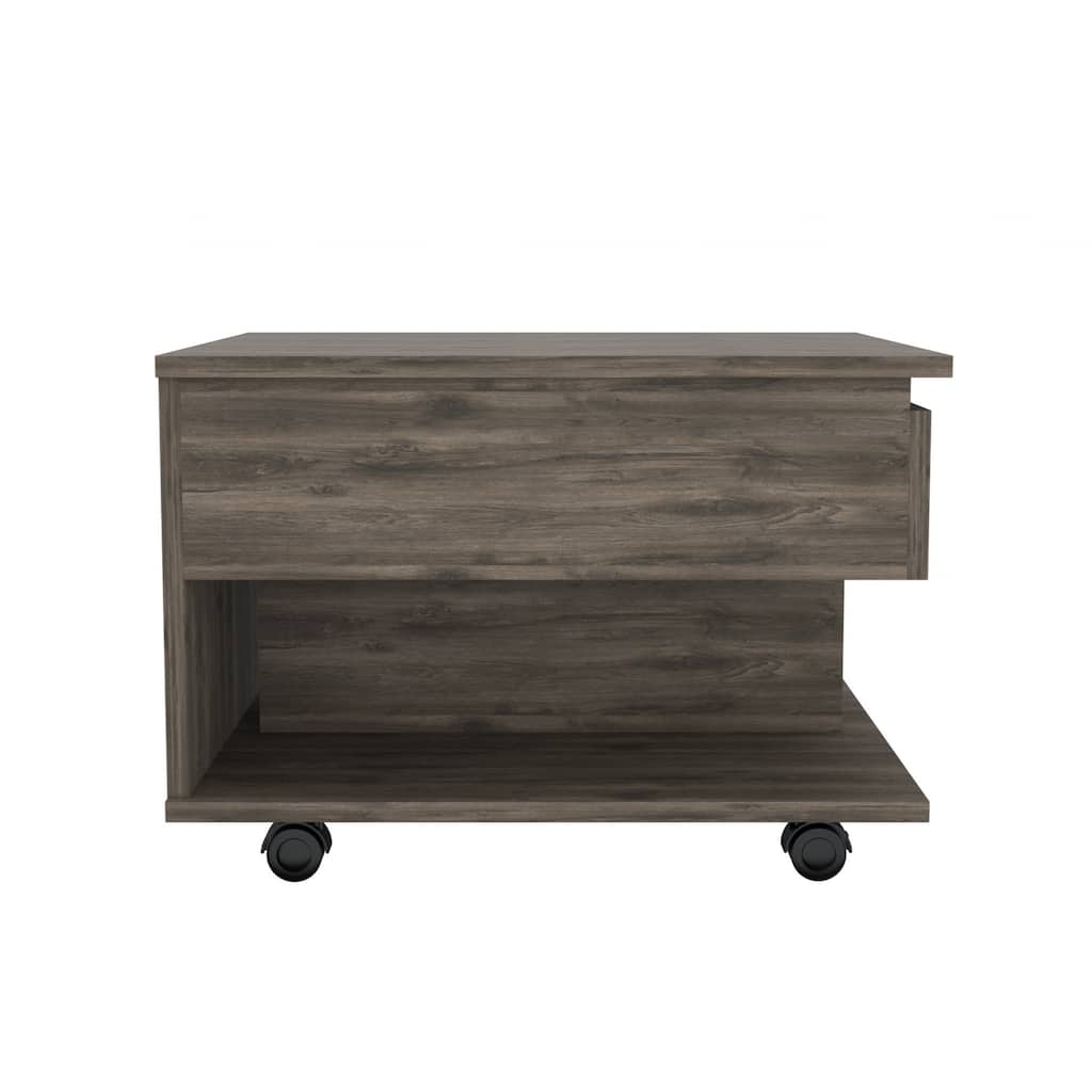 22" Compact Modern Coffee Table with Storage Drawer and Locking Wheels for Living Room or Bedroom - 21.6”L x 19.6”W x 15.3”H