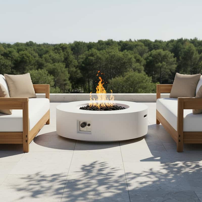 Aidan Outdoor 50,000 BTU Lightweight Concrete Circular Fire Pit (No Tank Holder) by Christopher Knight Home