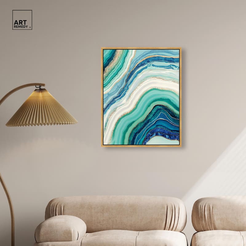 Blue Green Abstract Agate I Canvas by Art Remedy