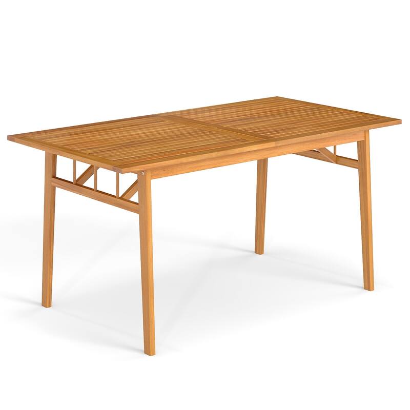 Gymax 63'' Acacia Wood Dining Table for 6 People Heavy-Duty Indoor