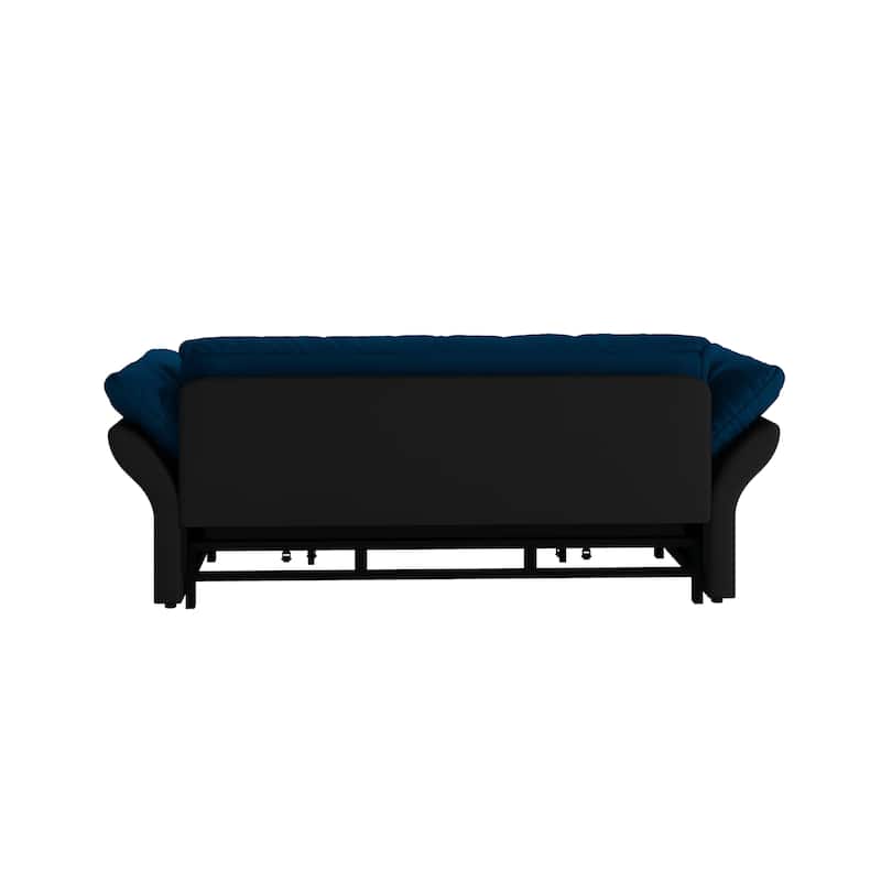 Queen Pull Out Sofa Bed, 3-in-1 Convertible Sleeper Sofa, Velvet Chaise Loveseat Daybed with 2 Soft Pillows