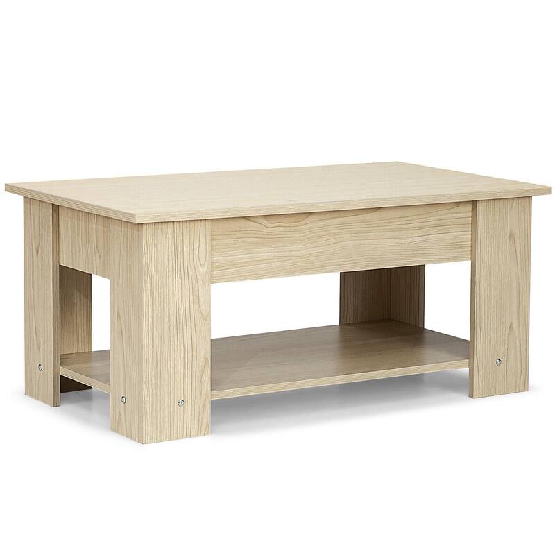 Modern Coffee Table with Lift Top and Large Hidden Storage Space - 38.5" x 20"/29" x 16.5"