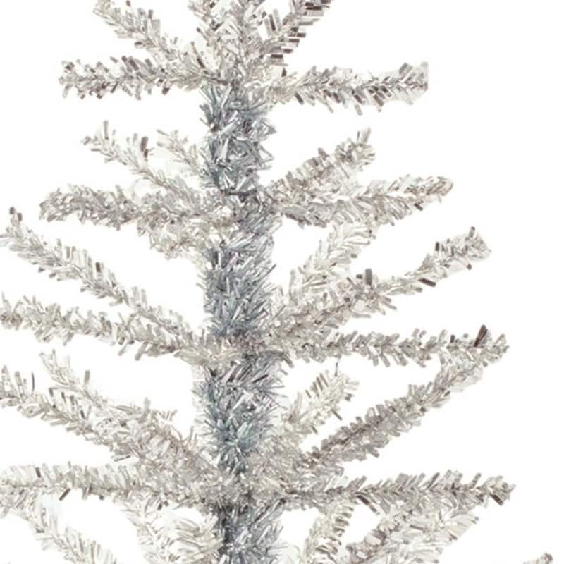 HomeRoots Set Of Two Silver Tinsel Sparse Pine Christmas Trees - 12.00 in. x 23.25 in. x 12.00 in.