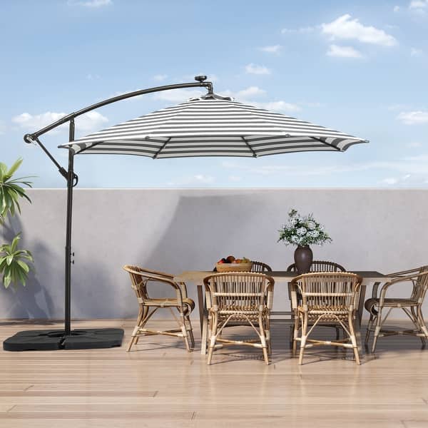 Lucent 10' Cantilever Patio Umbrella with Solar LED Lights - Beige