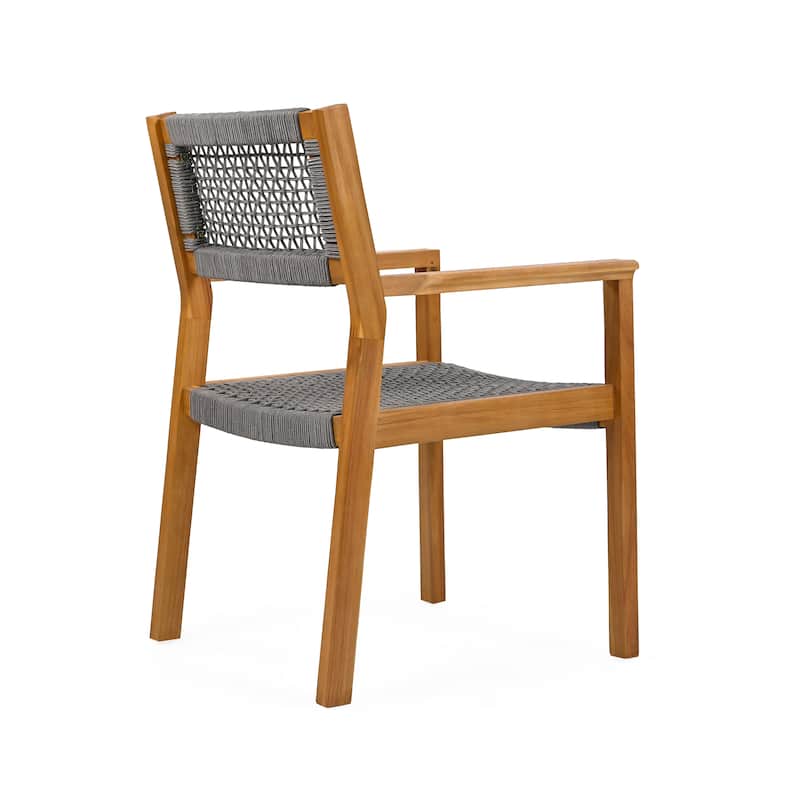 Christopher Knight Home Outdoor 5-Piece Acacia Wood Dining Sets with Rope Accent Chairs