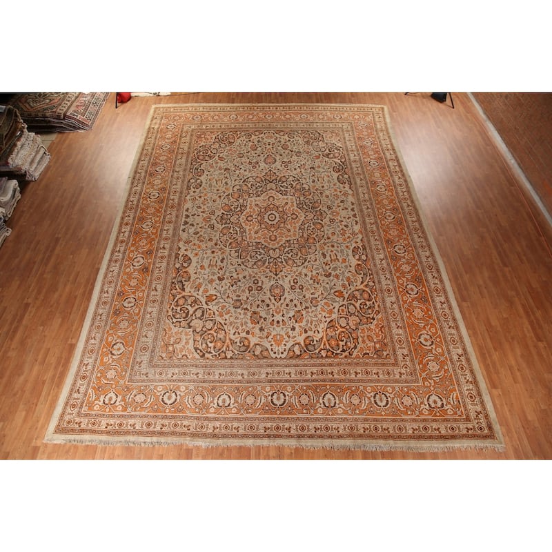 Antique Tabriz Haj Jalili Persian Rug Handmade Floral Wool Carpet - 13'5" x 18'9"