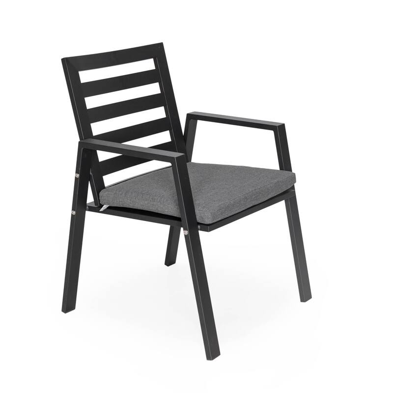 Chelsea 5-Piece Aluminum Outdoor Dining Set 48 in. Round Table and 4 Dining Armchair w/ Cushions