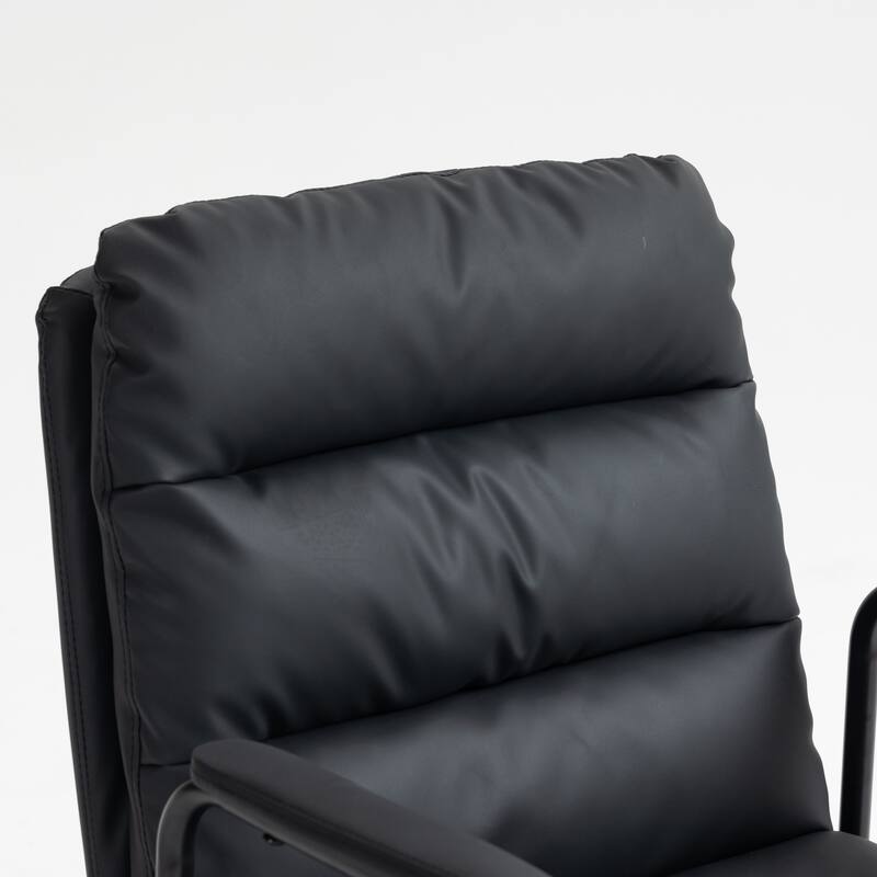 Mid-back Home Office Chair PU Leather Computer Chair with Padded Armrests Tilted and Wheels, for Office