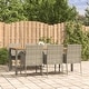 preview thumbnail 87 of 91, vidaXL 3 Piece Patio Dining Set with Cushions Black Poly Rattan - 18.9" x 21.7" x 34.6" Gray7-Piece 1