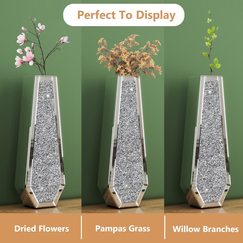 Glam Tall Crushed Diamond Floor Vase