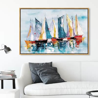 Wynwood Studio Wall Art Framed Canvas Prints 'Beautiful Boat Day'