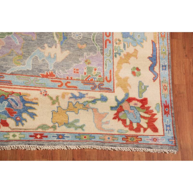 Oushak Indian Area Rug Handmade Transitional Grey Wool Carpet - 8'0"x 9'10"
