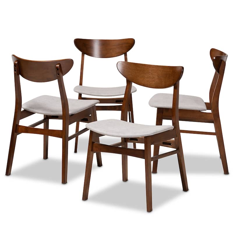 Parlin Mid-Century Modern Transitional 4-Piece Dining Chair Set - Light Grey