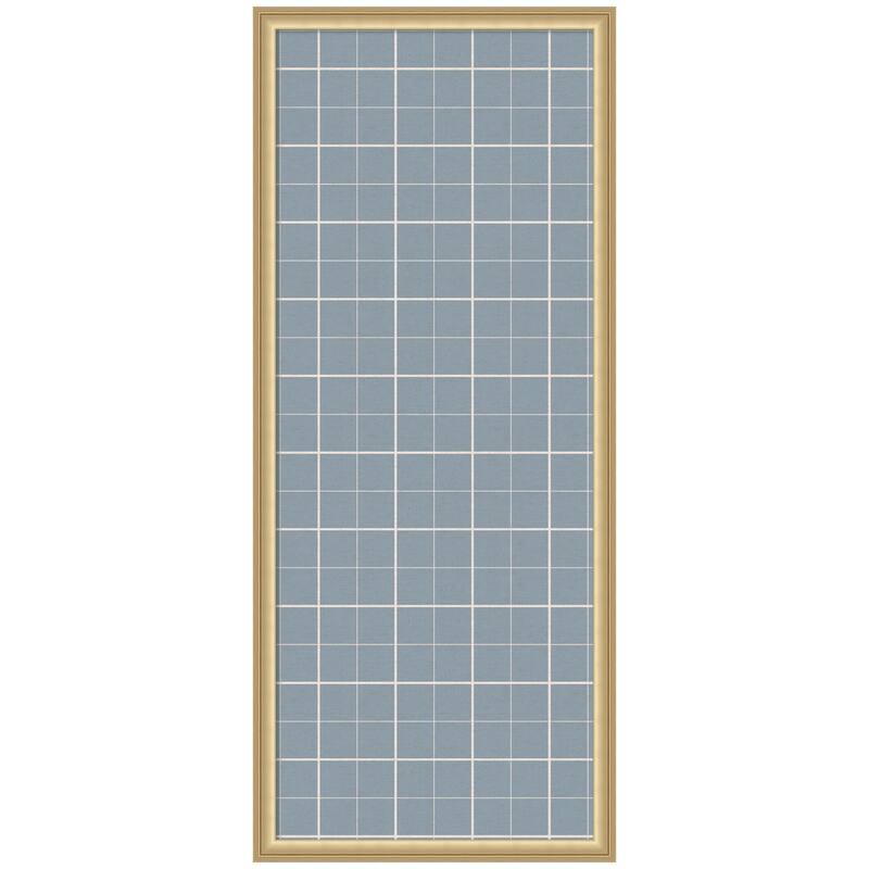 Kate and Laurel Framed Fabric Pinboard Light Blue Plaid Wall Organization - 18 x 42 - Gold