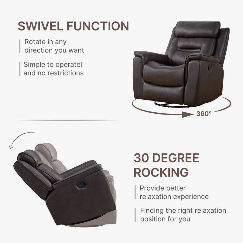 Spruce & Spring Alexis Swivel Manual Recliner Faux Leather Glider Recliner