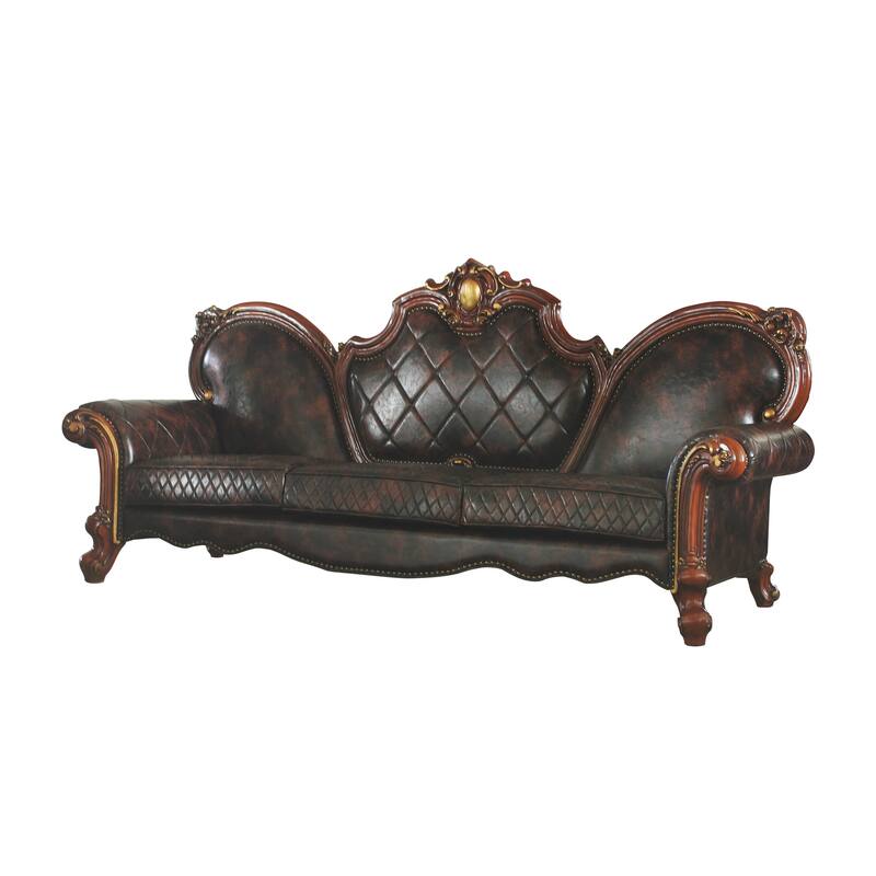 Deveraux Honey Diamond Tufted Sofa with 5 Pillows