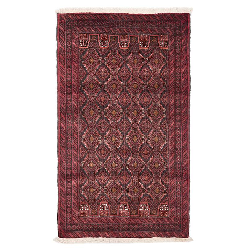 ECARPETGALLERY Hand-knotted Teimani Black, Red Wool Rug - 3'2 x 5'6