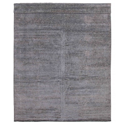 ECARPETGALLERY Hand-knotted Loreto Grey Silk Rug - 9'10 x 13'4
