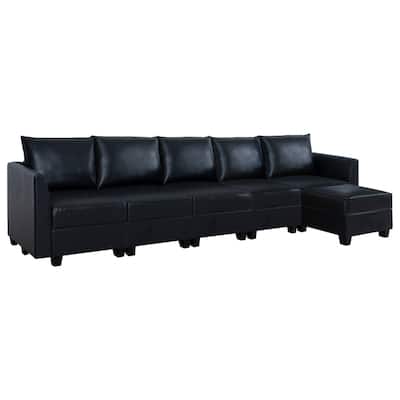 Modern 6-Seater DIY Convertible Modular Sectional Sofa Collection with Ottomans combo