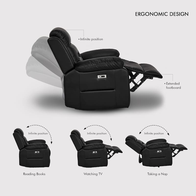 3-Piece Faux Leather Modular Design Power Recliner Sofa Set with USB&USB-C Charging