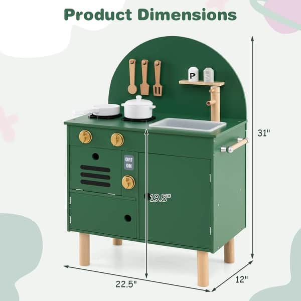 dimension image slide 1 of 3, Costway Play Kitchen for Kids with Stoves Faucet Sink Microwave Oven - See Details