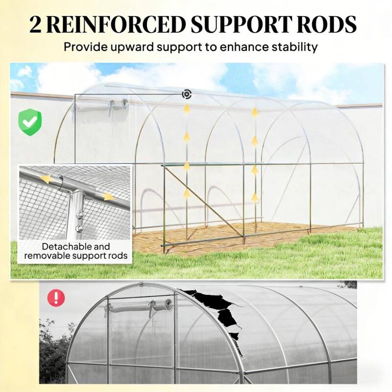 GDFStudio Outdoor Veyra Walk-In Greenhouse with PE Cover and Reinforced Frame