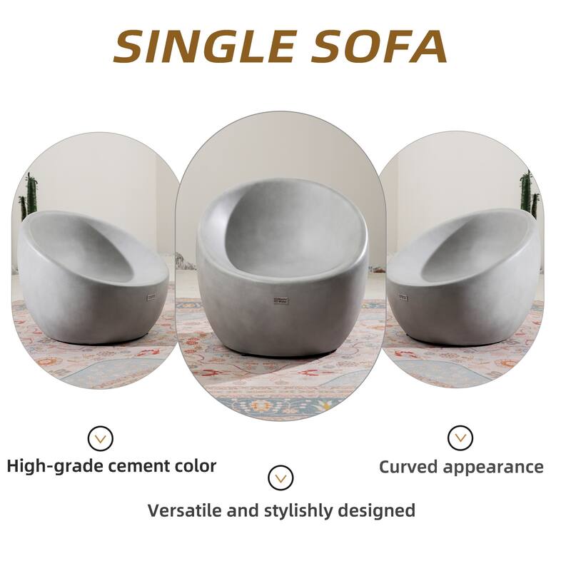 Set of 2 Outdoor Grey Imitation-Wood Stool Sofa