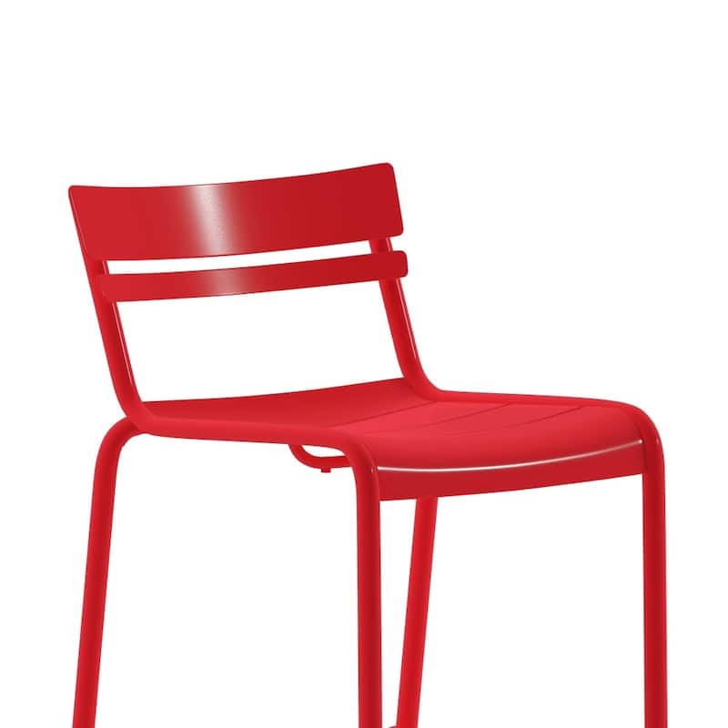 Indoor/Outdoor Commercial Grade Modern Metal 2 Slat Barstool