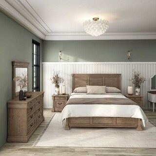 Furniture of America Wacine 5-Piece Weathered Grey Solid Wood Panel Bedroom Set