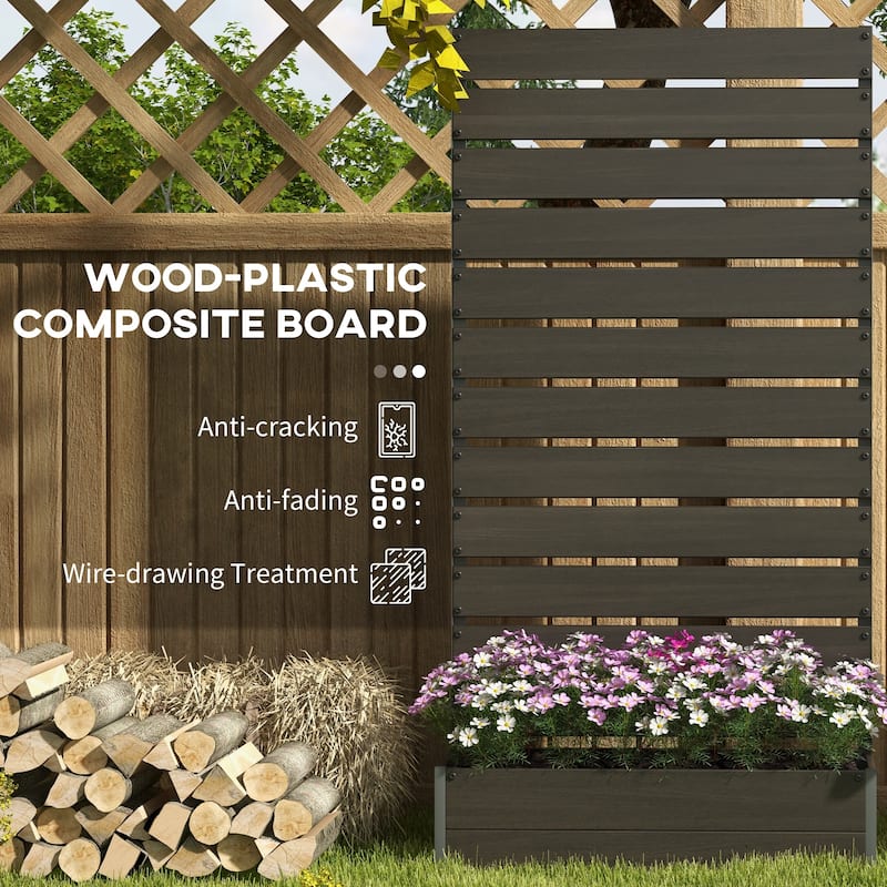 Outsunny Raised Garden Bed with Trellis for Climbing Plants, Planter Box with Self Draining Gap, Freestanding Trellis Planter