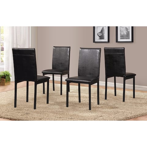 Noyes Faux Leather Seat Metal Frame Black Dining Chairs, Set of 4