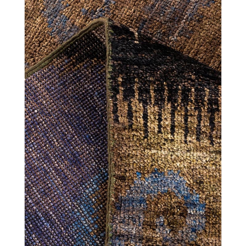 Overton Hand Knotted Wool Vintage Inspired Modern Contemporary Overdyed Black Area Rug - 6' 1" x 11' 9"