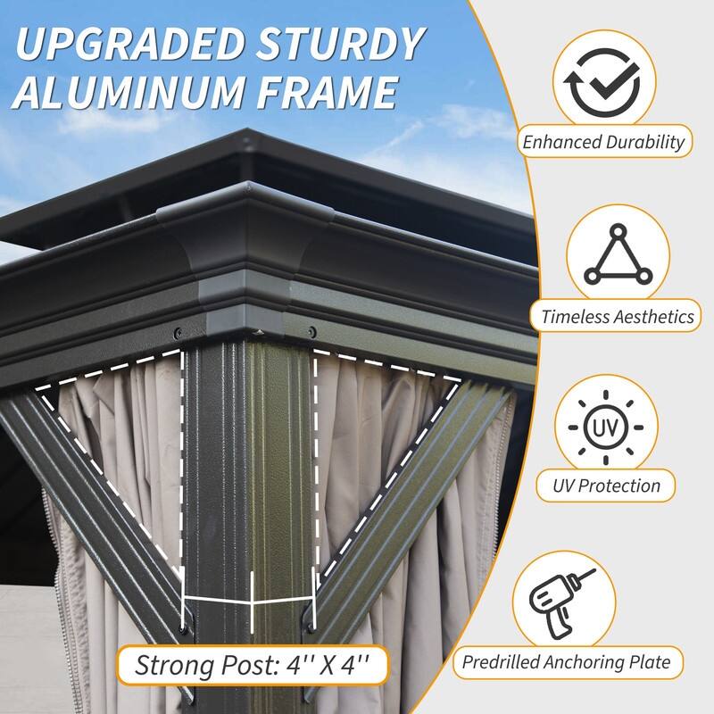 Domi Hardtop Gazebo with Galvanized Steel Double Roof and Aluminum Frame