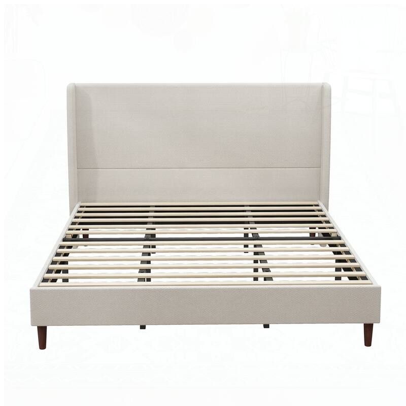 High Headboard Upholstered Bed with 12-Slat Support