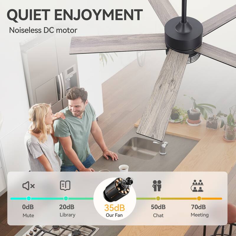 72/52-inch Reversible 8/5-Blade Dimmable LED Ceiling fan with Light and Remote