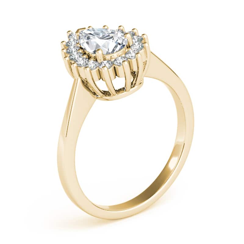 Auriya 14k Yellow Gold Lab Grown Pear Diamond Halo Engagement Ring 0.50 to 5.00 ct. tw. (F-G VS)