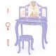 preview thumbnail 9 of 7, Purple Vanity Set with Tri-fold Lighted Mirror Detachable Top and Stool for Kids - 23.5" x 16" x 42"
