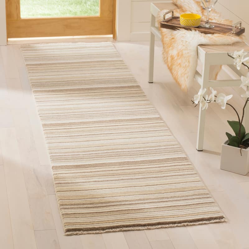 SAFAVIEH Couture Hand-knotted Tibetan Tjipkje Modern Wool Rug - 2' x 8' Runner - Natural/Multi